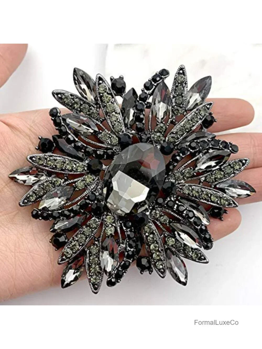 Large Crystal Floral Brooch Pin for Scarf Hat Shawl Coat Decoration